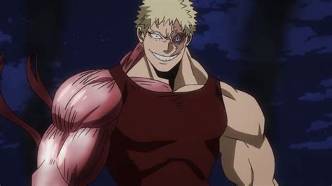 An Anime Character With Blonde Hair And Glasses Holding His Arm Out In