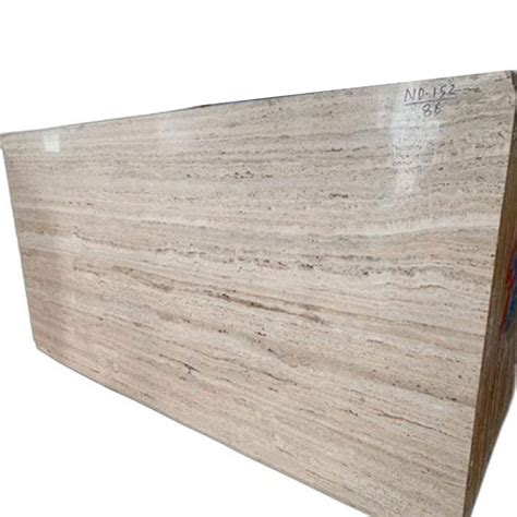Polished Beige Travertine Marble Slab For Flooring Thickness 18 Mm