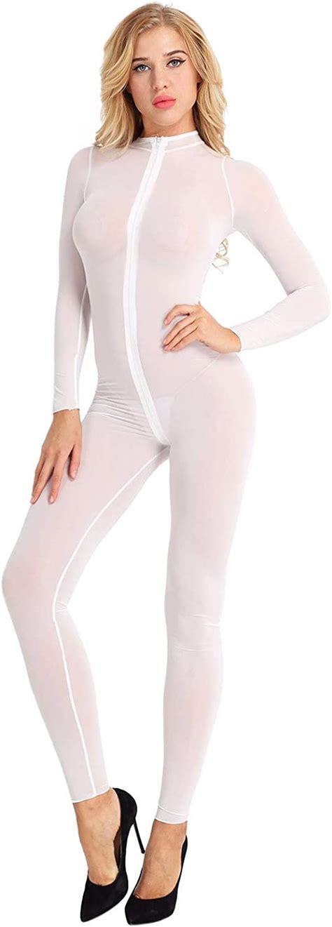Amazon Com Msemis Sexy Womens Mesh See Through Bodystocking Full Body Catsuit Teddy Bodysuit