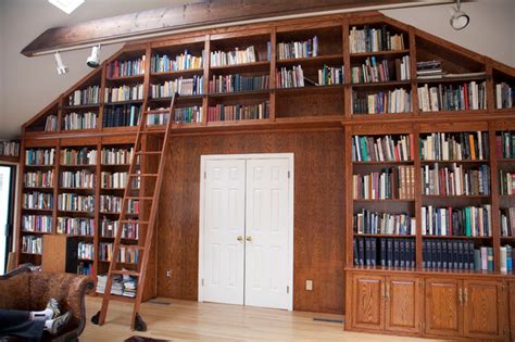 Rolling Library Ladder Traditional Home Office By Custom Service