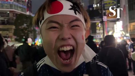 Ecstatic Japan Fans Celebrate After Stunning World Cup Win Over Spain Youtube