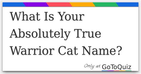 What Is My Warrior Cat Name Quiz