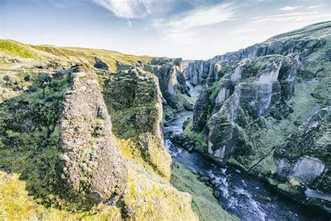Breathtaking View Of Fjadrargljufur Canyon In The South Of Iceland