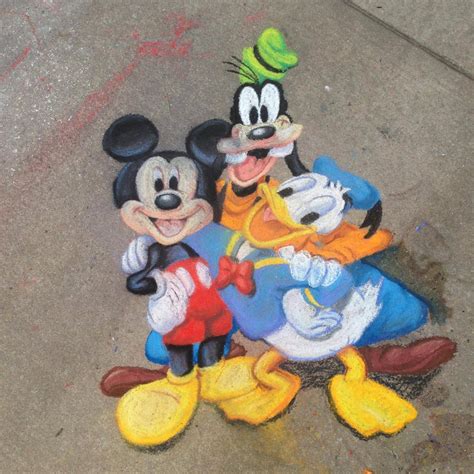 Mickey Mouse Goofy And Donald Duck Disney Chalk Art Popsugar Love