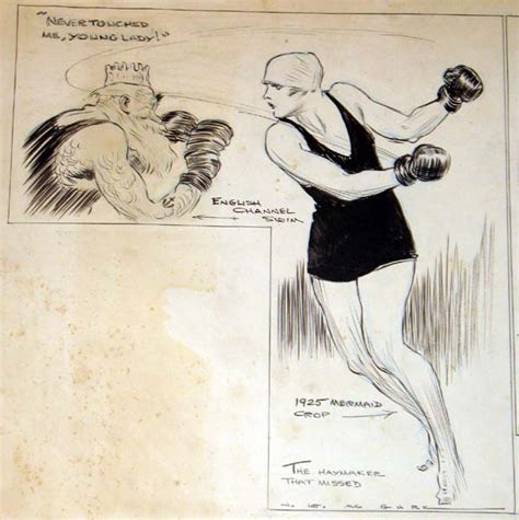 Cartoon Portraying A Swimmer In Boxing Gloves 1925 Historical Database