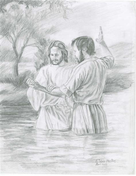 Bautismo De Jesucristo En El Rió Jordan The Lord Dibujado Por Un