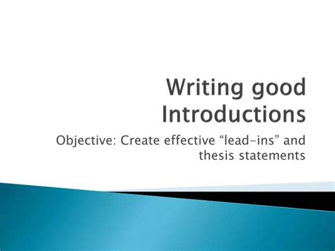 Ppt Writing Good Introductions Powerpoint Presentation Free Download