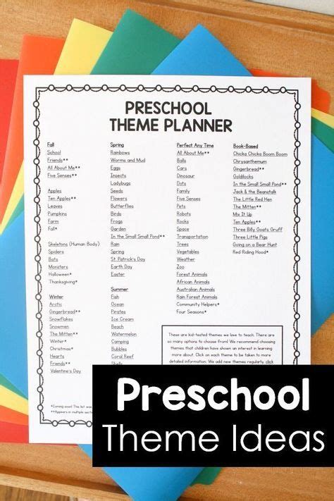 Preschool Monthly Themes Calendar