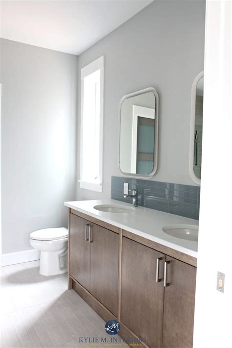 Benjamin Moore Stonington Gray On The Walls Of A Bathroom Wtih Double