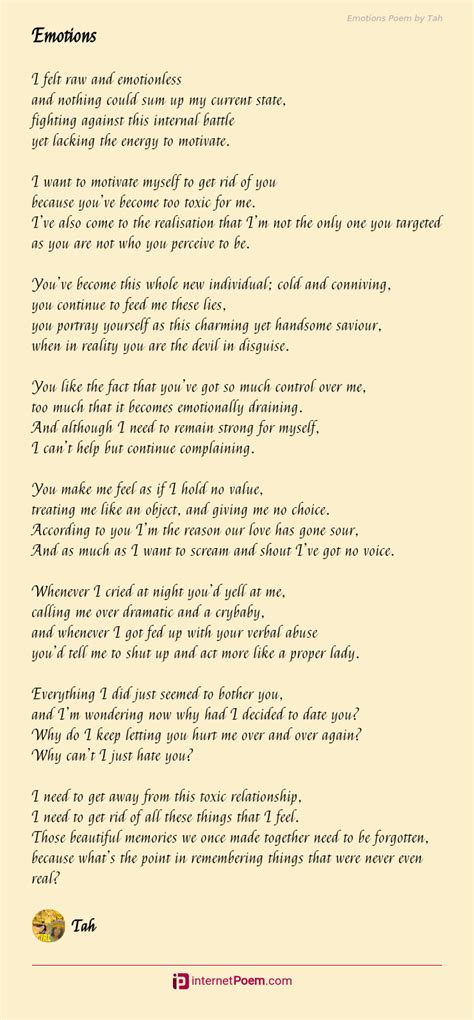 Emotions Poem By Tahirah Kolbe