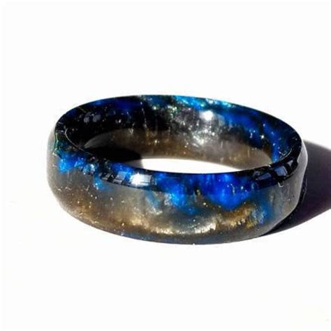 Galaxy Nebula Ring Deep Space Gold Blue And Antique Etsy