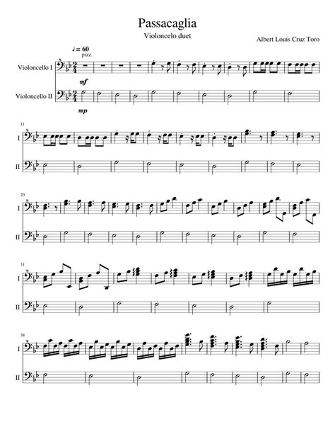 Passacaglia Sheet Music For Cello Download Free In Pdf Or Midi
