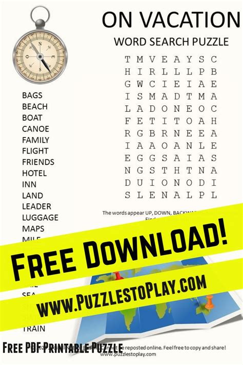 Vacation Puzzle And Activity Pages Printable Pdfs Cruise Vacation