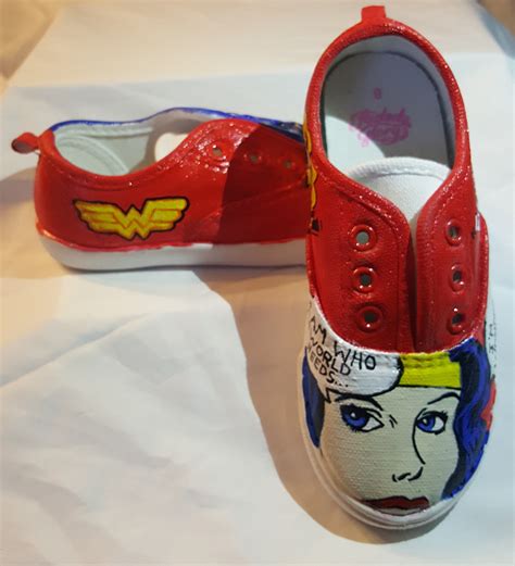Classic Wonder Woman Painted Shoes Child Size 9 Etsy