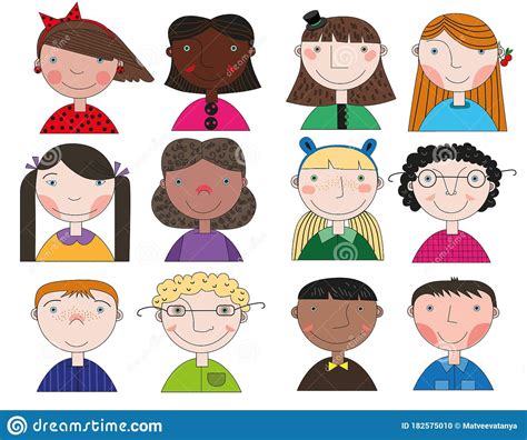 Characteristic Children`s Faces Of Different Nationalities ...