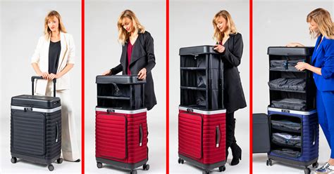 This Ingenious Pull Up Luggage Turns Into A Shelf In Seconds