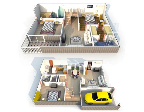 3 Bhk Duplex House 3d Plans
