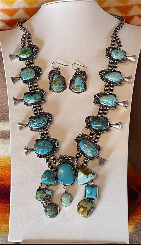 Navajo Lydia Begay Signed Sterling Silver Turquoise Cluster Squash