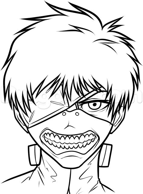 Персонаж аниме, манги и ранобэ. Draw Kaneki Ken From Tokyo Ghoul, Step by Step, Drawing ...