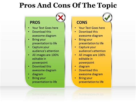 Pros And Cons Of The Topic Editable Powerpoint Templates Infographics