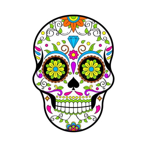 Mexican Sugar Skulls Day Of The Dead Illustration On White Background