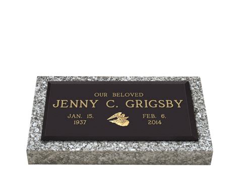 Painted Bevel Border Single Bronze Grave Marker