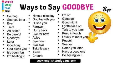 Ways To Say Goodbye In English English Study Page