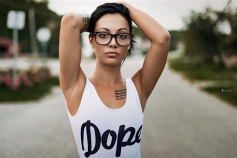 Wallpaper Armpits Women With Glasses Portrait Depth Of Field Women Outdoors Tattoo