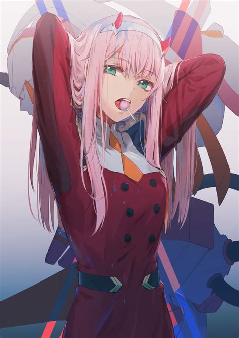 Red, white, and orange abstract digital wallpaper, anime, anime girls. Zero Two (Darling in the FranXX) - Zerochan Anime Image Board