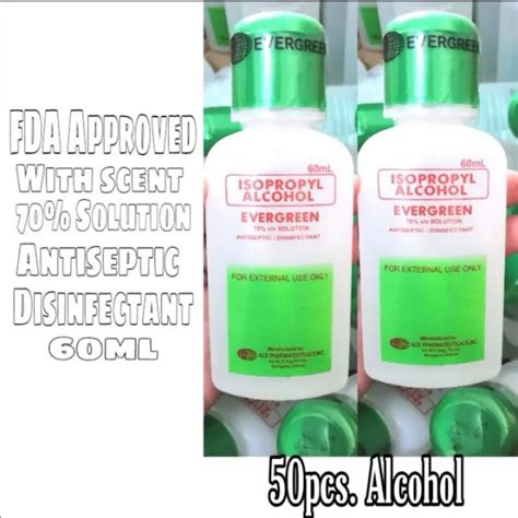 Alcohol Evergreen 70 Alcohol 60ml 50pcs Powdery Scent Lazada Ph