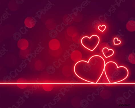 Neon Hearts Love Valentines Day Background Design Stock Vector Crushpixel
