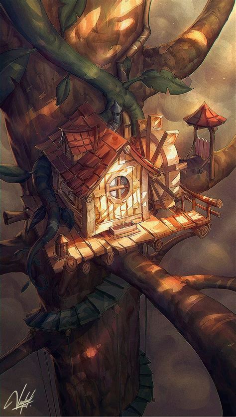 Treehouse By Panchusfenix Environment Concept Art Fantasy Artwork