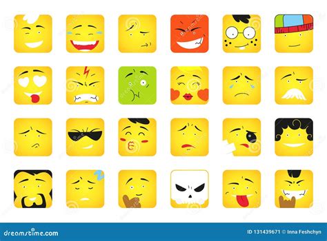 Smiles Set Of Emoticons Or Emoji Illustration Line Icons Smile Icons