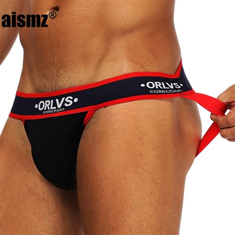 Aismz Sexy Gay Underwear Men Jockstrap String Homme Thongs Cueca Gay Mens Underwear Sissy