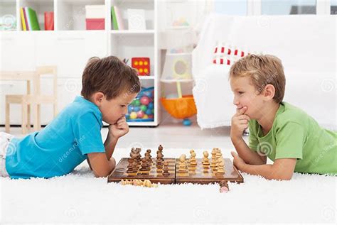 Two Boys Playing Chess Stock Image Image Of Childhood 21310153