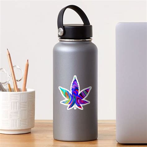 Pot Leaf Design Rainbow Trippy Weed Sticker Sticker By Rossandrews