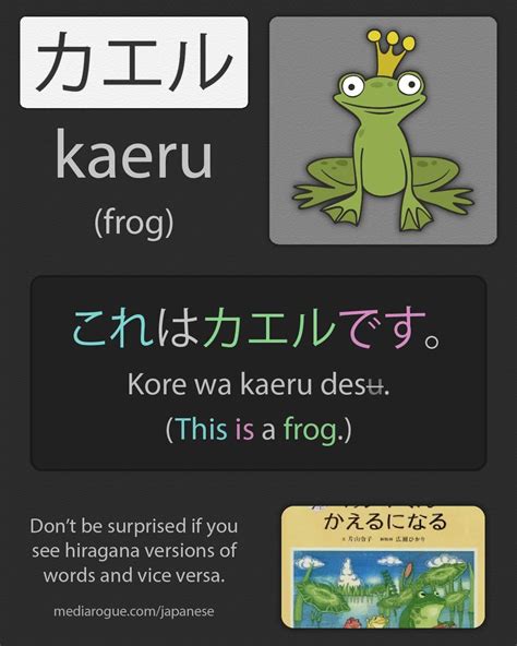 Japanese Word for Frog - カエル | Japanese language, Japanese words, Japanese phrases