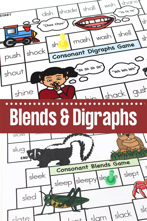 Digraph Chart Printable Consonant Blends And Digraphs Game Boards