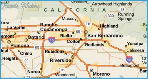 Riverside San Bernardino Map Tourist Attractions Travelsfinderscom