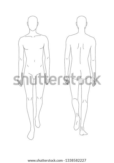 Sketch Human Body Front Back View Stock Vector Royalty Free