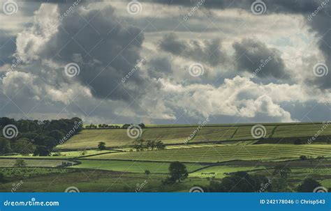 Panorama Of English Farmland Yorkshire Dales Uk Stock Photo Image