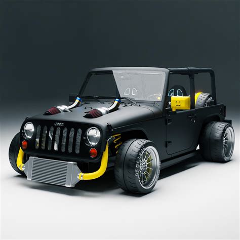 Impractical Jeep Wrangler Turns Digital JK Work Of Slammed Wide Twin Turbo Art Autoevolution