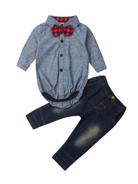 Lookwoild Baby Boys Denim Clothing Sets Infant Outfits Jumpsuitjeans