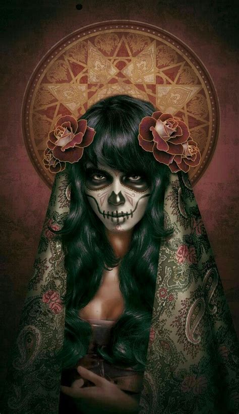 La Santa Muerte Bonita Skull Art Day Of The Dead Artwork Day Of The