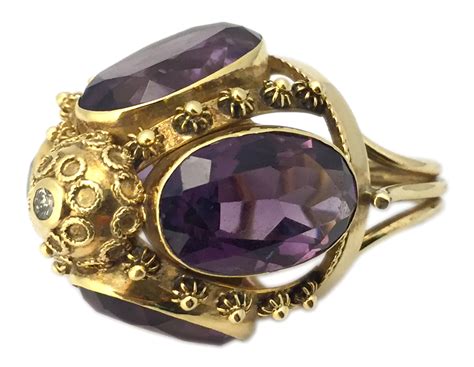 Antique Amethyst Diamond And Gold Ring Eleuteri