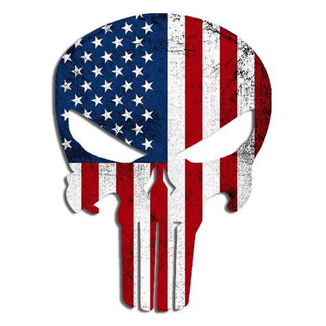Distressed Punisher Skull American Flag Sniper Decal
