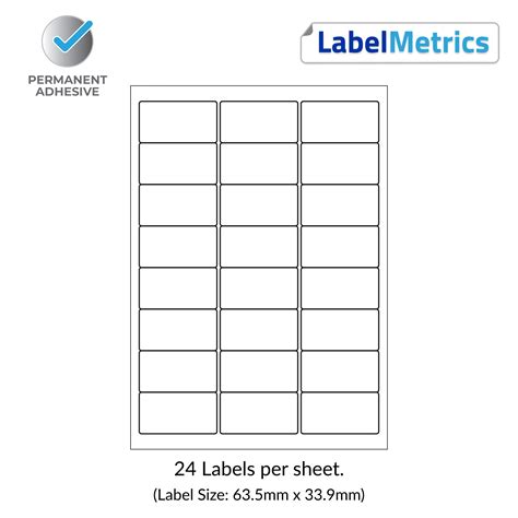 A4 Laser Labels - Inkjet Labels - 24 Per Sheet, 63.5mm x 33.9mm (LL24 ...