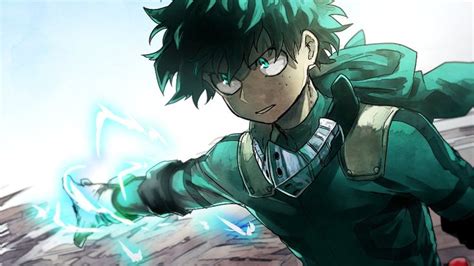 Anime My Hero Academia Izuku Midoriya Boy Green Hair Green Eyes