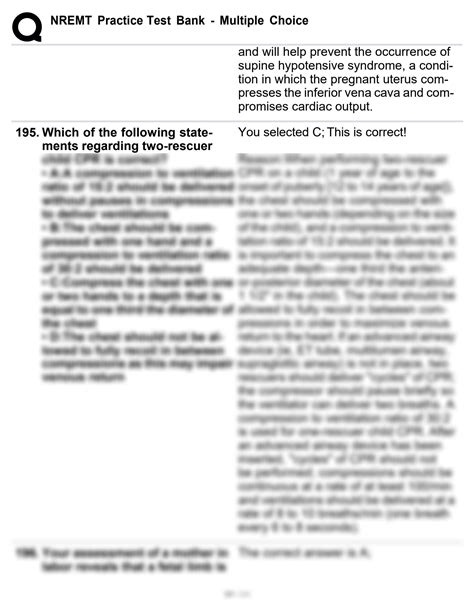 SOLUTION: Nremt practice test bank 4q multiple choice 101 - Studypool