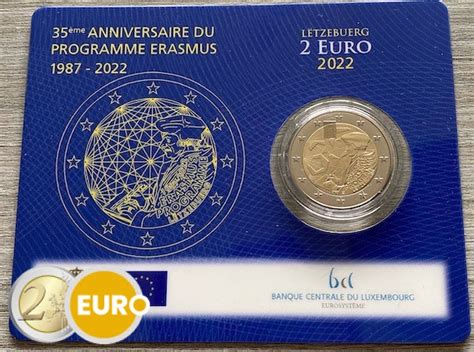Luxembourg 2022 2 Euros Erasmus Bu Fdc Coincard Poinçon Mdp Euronotesbe